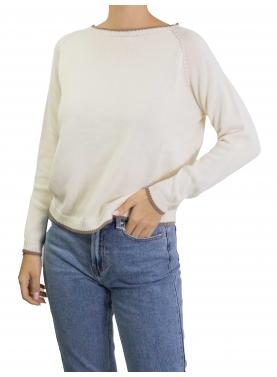 Maglioncino con bordi con contrasto di colore in cotone 